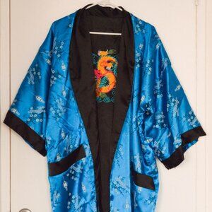 Reversible Unisex Satin Asian Robe/Kimono